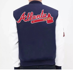 100% coton Logo personnalisé hiver Baseball Varsity veste hommes surdimensionné Style décontracté couvert bouton fermeture haute rue support OEM - Product Image 4
