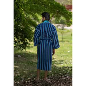 Robe Kimono Bohème en Pur Coton pour Homme, Peignoir de Luxe Géométrique Unisexe, Peignoir de Bain Coupe Décontractée XL, Vêtement d'Intérieur Doux d'Été Réversible - Product Image 4
