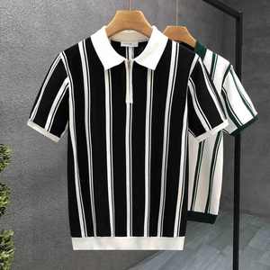 Polo de punto de verano de alta calidad 2025 para hombre, camisa de manga corta, Jersey informal con cuello en V y solapa, camisas Polo de algodón para hombre - Product Image 4