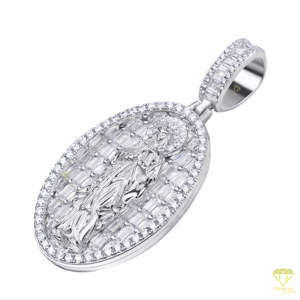 Hip Hop religioso VVS laboratorio cultivado declaración joyería Baguette corte colgante rodio plateado cristiano joyería regalo - Product Image 5