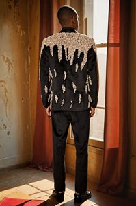 Traje formal de fiesta de boda Vintage hecho a medida para hombre, traje ajustado con bordado dorado para hombre, chaqueta - Product Image 2