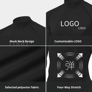 OEM Custom Men's Long Sleeve Mock Compression <b>Shirt</b> Quick Dry UV Protection Rash Guard for Surf <b>Swim</b> Tops UPF 50+ Rash guard - Product Image 3