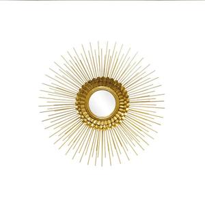 Miroir mural design en métal tournesol avec cadre classique en laiton et aluminium 24x24 pouces pour les hôtels, les couloirs et la salle de bain. - Product Image 3