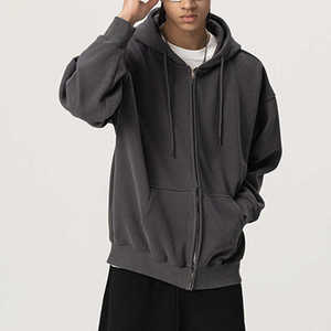 Sweat à capuche surdimensionné d'hiver de haute qualité pour hommes, technique de broderie en polaire à fermeture éclair, col à capuche teint uni - Product Image 1