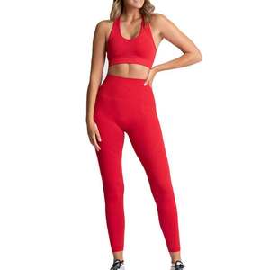Ensemble de sport 2 pièces : Soutien-gorge de sport et Legging, couleur unie, respirant, écologique, maintien renforcé pour l'entraînement - Product Image 1
