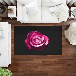 Tapis Rose Rose : Décoration de salon botanique noire, Tapis imprimé, Tapis en chenille - Product Image 2