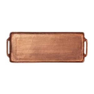 Plateau de service rectangulaire en acier inoxydable au design moderne, avec poignées martelées uniques, idéal pour les mariages, les hôtels et la restauration. - Product Image 6