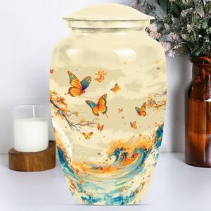 Urne funéraire en aluminium pour cendres d'adultes - Urne commémorative en aluminium artisanale avec couvercle sécurisé - Product Image 2