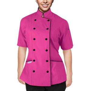 Abrigo de Chef culinario profesional para mujer, uniforme de manga corta a medida, colores personalizados de algodón polivinílico, servicio de comida para restaurantes - Product Image 1