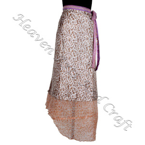 Nueva Falda larga de seda única y elegante, falda larga reversible de seda a la moda, falda larga Sari India hecha a mano, gran oferta impresa - Product Image 5