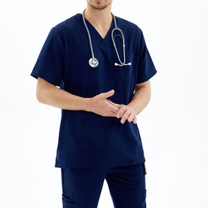 <b>Mens</b> Medical <b>Corduroy</b> Scrub Suit Set Breathable High Quality Comfortable Lightweight <b>Short</b> Sleeve Top Pants Healthcare Uniform - Product Image 3
