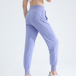 Femmes hiver respirant 100% coton polaire Fitness Joggers poches Logo personnalisé mi-taille plat avant Yoga pantalons de survêtement course - Product Image 3