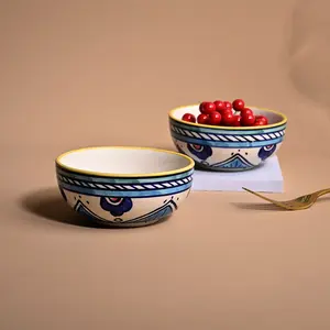 Tazón de Ensalada de Cerámica Hecho a Mano, Tradicional Indio, Ecológico, Sin Plomo, con Esmalte Natural - Product Image 2