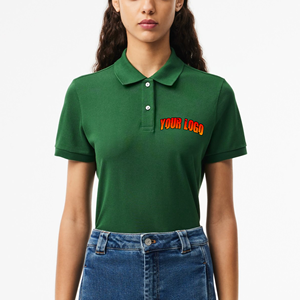 Custom Design <b>Women's</b> Casual for <b>Shirts</b> with Collar Button Solid Color Short Sleeve Custom Logo Slim Fit Green 100% Cotton - Product Image 1