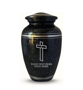 Urne de crémation humaine personnalisée pour cendres adultes, urne en aluminium avec nom, date, design, noire avec bord argenté, taille personnalisée - Product Image 5