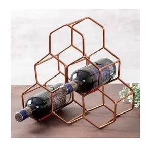 ชั้นวางไวน์แบบตั้งได้ทำจากโลหะทองแดงชุบโลหะ6ขวดชั้นวางโชว์ไวน์ที่มีสไตล์ที่เก็บไวน์ - Product Image 4