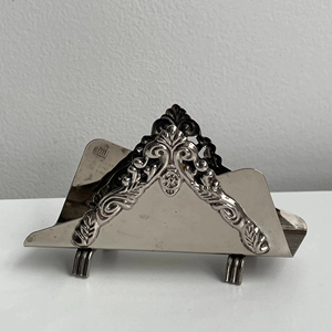 Minimal Silver Finished Stainless Steel <b>Napkin</b> <b>Holder</b> with Designer Edge for Table Organization Party Hosting and Everyday Use - Product Image 1