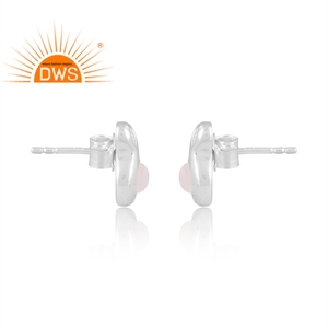 Best Selling <b>Fine</b> Sterling Silver Natural White Moon Stone Gemstone <b>Stud</b> <b>Earring</b> Custom Jewelry Manufacturer - Product Image 3