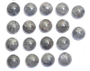 ควอตซ์รูไทล์ AAA ขนาด 12 มม. ทรงกลมเรียบ คาโบชอง หินกึ่งมีค่าธรรมชาติ รูไทล์สีดำ  แบบหลวม สำหรับทำเครื่องประดับ - Product Image 3