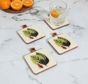 Sous-verres en bois élégants et écologiques Tampons de boisson résistants à la chaleur avec impression en émail pour les maisons, les cafés et les hôtels - Product Image 2