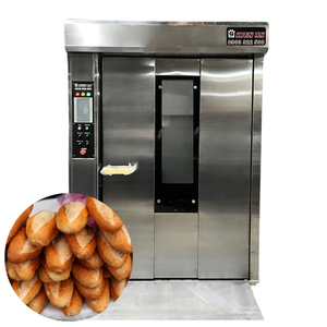 Four rotatif à palettes en PE et en bois avec chariot Four de boulangerie électrique à 24 plateaux pour la cuisson du pain Four rotatif à pain en usine - Product Image 1