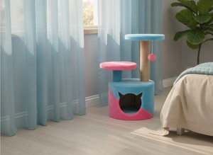 ต้นไม้แมวคุณภาพสูง Amistar Kawaii Cloud Home ทำจากไม้ 3 ชั้น แข็งแรง ทนทาน สำหรับแมวและสัตว์เลี้ยงขนาดเล็กทุกขนาด บรรจุในกล่อง - Product Image 3