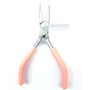Alicates de punta de cadena/aguja de acero inoxidable para fabricación de joyas, agarre rosa de Color personalizado ligero y reutilizable - Product Image 1