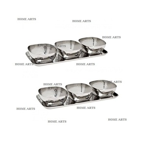 Vaisselle dernier modèle Bol de service alimentaire Bols de service à dessert en aluminium avec plateau en bois au prix le plus bas - Product Image 2