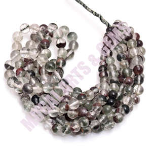 Quartz Lodolite naturel de haute qualité forme ronde lisse 8 pouces 6x8.5mm brin de pierres précieuses pour la fabrication de bijoux Bracelet - Product Image 3