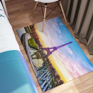 Tapis de paysage de la Tour Eiffel, tapis de Paris, tapis de ville, tapis en chenille - Product Image 2