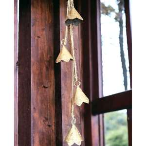 Carillons à vent vintage shabby chic modernes, clochettes à fleurs en métal, carillons suspendus avec corde pour jardin, terrasse extérieure, style bohème, maison - Product Image 6