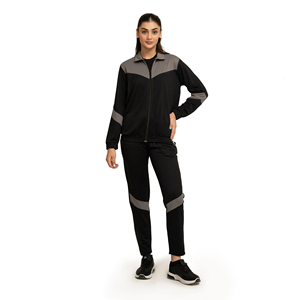 Women's Solid Hooded V-neck Logo Casual Sporty Breathable Fleece 100% Cotton Lightweight 2-in-1 Winter Tracksuit Side Pockets - Product Image 1
