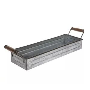 High Selling Home Kitchen <b>Supplies</b> Wooden Handle Rectangular Galvanized Serving Tray <b>Hotels</b> <b>Restaurants</b> Serving Tray - Product Image 6