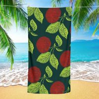 Trendy moderne donkergroene badhanddoek met fruitmotief van polyester - snel drogend, aanpasbaar zomerstrandaccessoire