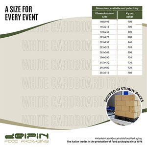 Fabriqué en Italie Plateau en carton blanc rectangulaire jetable écologique de différentes tailles prêt à expédier - Product Image 4