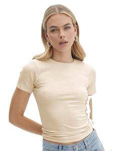 T-shirts sexy à col en U et manches courtes pour femmes, en soie/coton, couleur unie, coupe ajustée, style américain, hauts courts d'automne, sous-vêtement tendance - Product Image 3