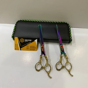 PURE 440C Multi Nouvelle Arrivée Ciseaux De Coiffure avec Dragon Poignée En Acier Inoxydable Lame Tranchante Pointe PU Pochette En Cuir - Product Image 1