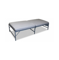Cadre de lit pliable portable en acier durable avec matelas imperméable en mousse FR et revêtement en cuir PU, design moderne, finition électrostatique en poudre