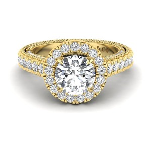 Oferta Especial Diamante Redondo Chapado en Oro 925 Conjunto de Halo de Plata Anillo de Compromiso Solitario Moda de Lujo Para Mujeres Al Mejor Precio - Product Image 5