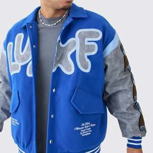 OEM Custom Unisex Winter Wool Bomber <b>Jacket</b> Chenille Patches PU <b>Varsity</b> <b>Vintage</b> Letterman University <b>Jacket</b> Embroidered Coated - Product Image 1