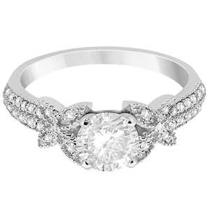 Anillo de Compromiso con Diamante Milgrain de 0.25ct en Platino, Elegante Estilo de Mariposa - Product Image 4