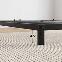 Cadre de lit double en métal noir à hauteur basse, base de matelas robuste de 6 pouces d'épaisseur, lit suspendu en fer, cadre de lit en métal épais et robuste T-06