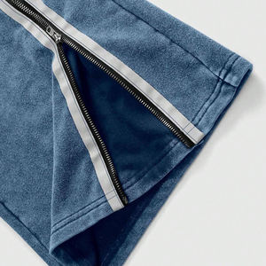 Pantalon de survêtement 100% coton polaire lavé à l'acide étoiles tricot tissu Streetwear fermeture éclair cheville pantalon avec étiquette en caoutchouc pour pantalons pour hommes - Product Image 6