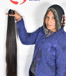 Cuticule alignée non traitée 100% naturel vierge brut indien faisceau de cheveux femmes noires machine double trame Extensions de cheveux humains - Product Image 1