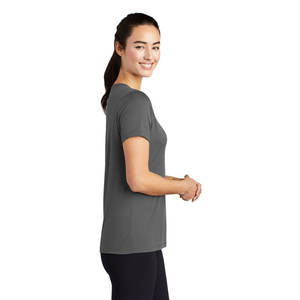 Camiseta deportiva Scoop para mujer, camiseta gris transpirable de secado rápido - Product Image 3