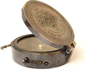 Vintage Classic Copper Kelvin Hughes Compass Keychain with 100 Year <b>Calendar</b> | Rectangle Pattern Navigational Tool - Product Image 6