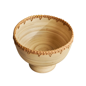 Cuenco de fruta de bambú hilado de ratán básico, cuenco de soporte para servir frutas de bambú, decoración clásica al por mayor para la cocina del hogar de Vietnam - Product Image 2