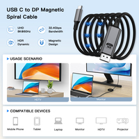 UNIEAN Venta al por mayor HD 1M Magnético Usb C a puerto de pantalla Cable Tipo-c 8K4k a DP 32,4 Gbps Cable Convertidor para TV a PC portátil