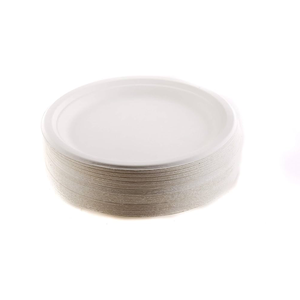 Vente en gros Assiettes en papier rondes de qualité alimentaire de 6 7 9 10 pouces Assiette à lunch blanche Assiettes en papier de bagasse jetables rondes sûres - Product Image 5