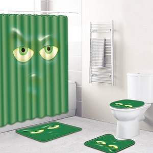 Starry Cartoon Animals Print <b>Bathroom</b> Rug <b>Set</b> Shower Curtain Toilet Cover Bath <b>Mat</b> 4 Piece - Product Image 5